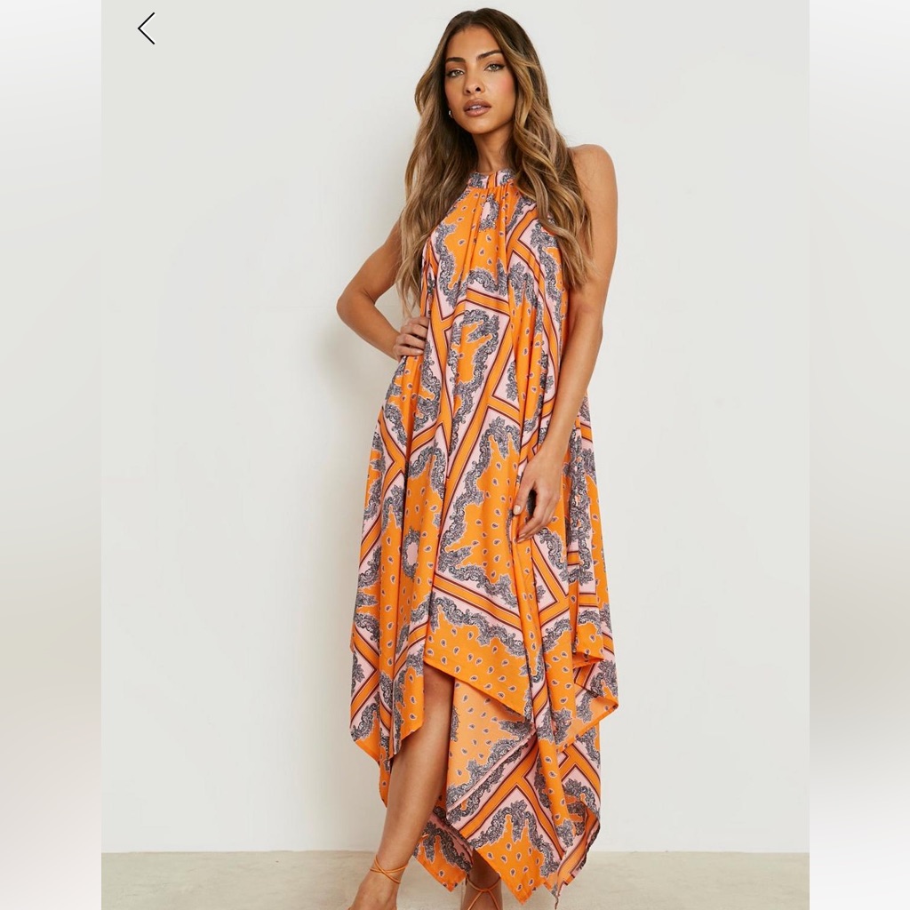 Scarf Print Woven Swing Dress